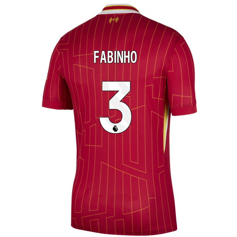 Danxen Uomo Maglia Fabinho #3 Rosso Giallo Bianco Kit Gara Home 2024/25 Maglietta