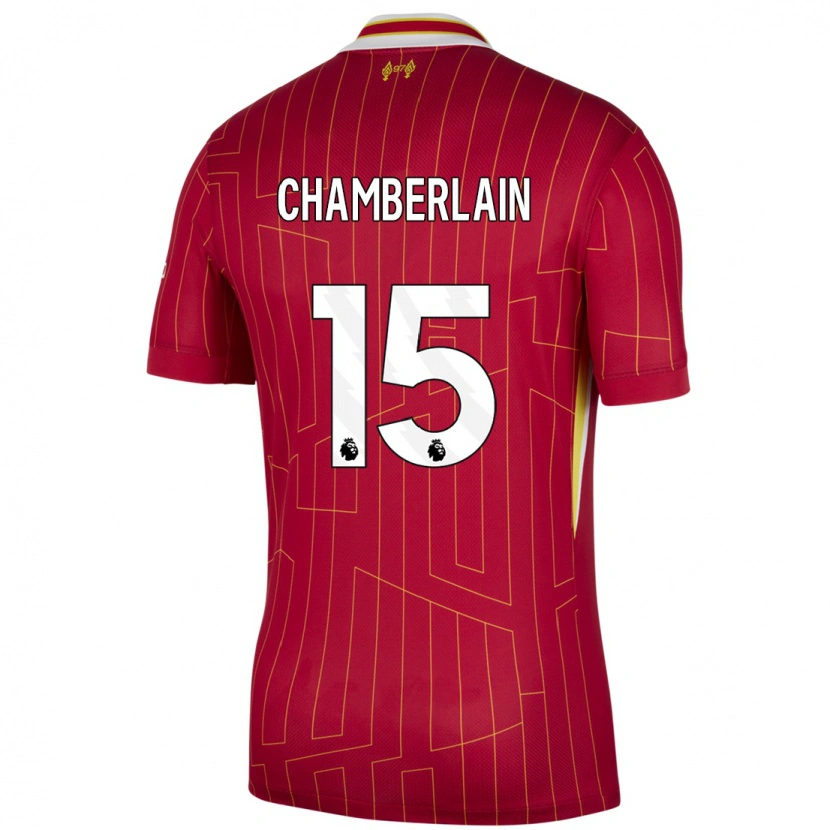 Danxen Uomo Maglia Alex Oxlade Chamberlain #15 Rosso Giallo Bianco Kit Gara Home 2024/25 Maglietta