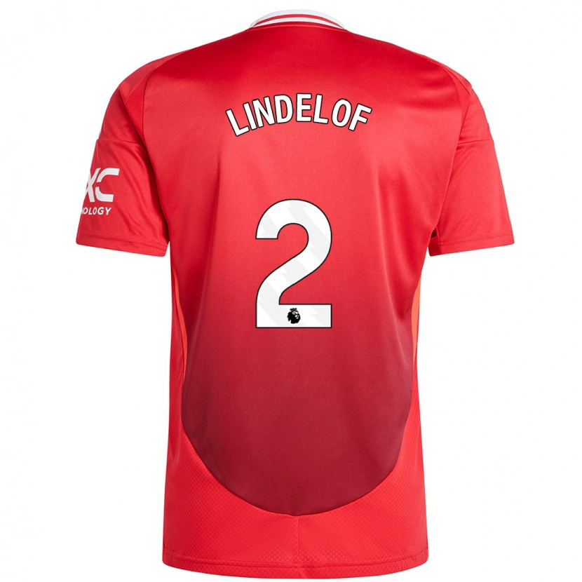 Danxen Uomo Maglia Victor Lindelöf #2 Rosso Brillante Kit Gara Home 2024/25 Maglietta