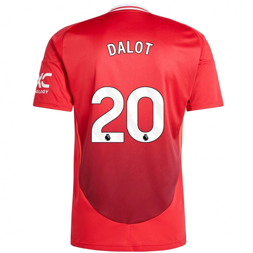 Danxen Uomo Maglia Diogo Dalot #20 Rosso Brillante Kit Gara Home 2024/25 Maglietta