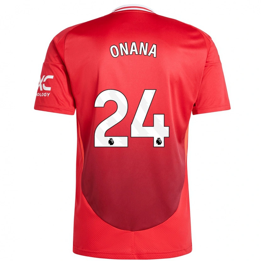 Danxen Uomo Maglia André Onana #24 Rosso Brillante Kit Gara Home 2024/25 Maglietta