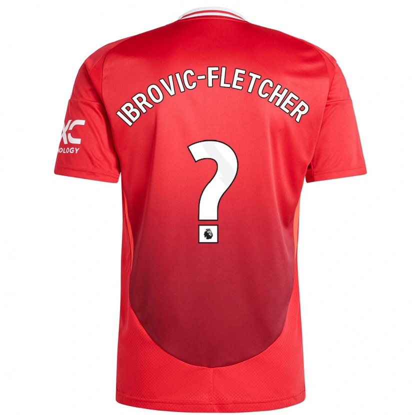 Danxen Uomo Maglia Edward Ibrovic-Fletcher #0 Rosso Brillante Kit Gara Home 2024/25 Maglietta