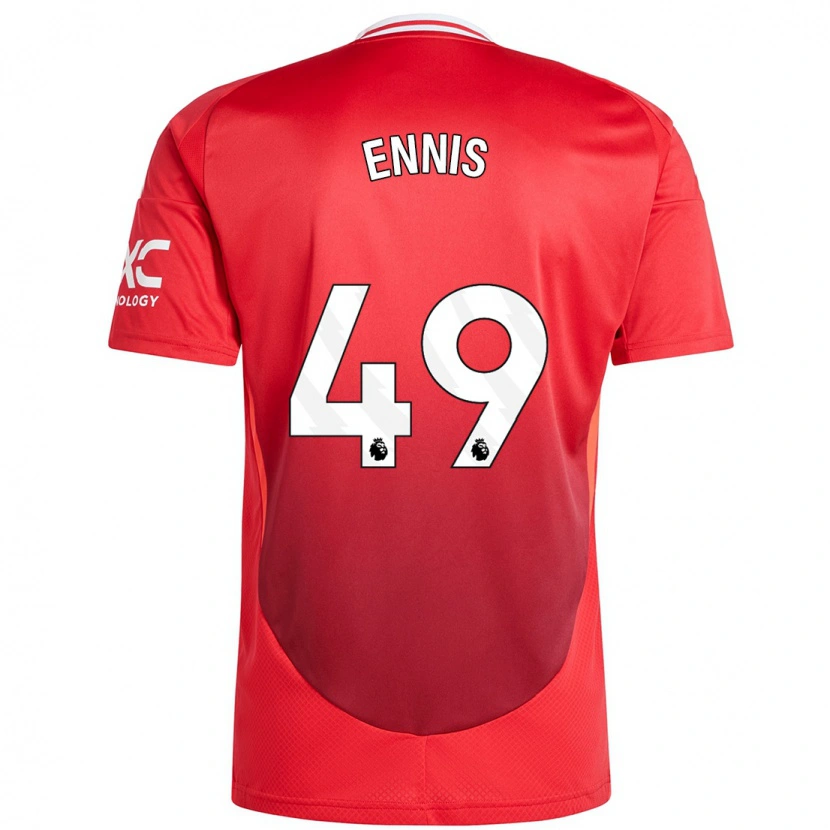 Danxen Uomo Maglia Ethan Ennis #49 Rosso Brillante Kit Gara Home 2024/25 Maglietta
