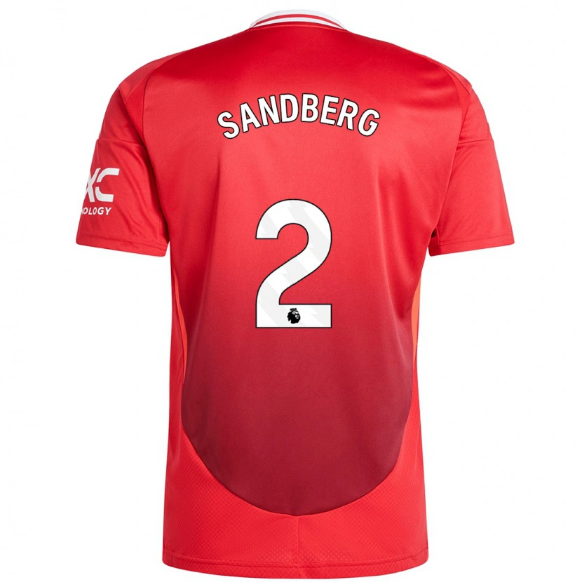 Danxen Uomo Maglia Anna Sandberg #2 Rosso Brillante Kit Gara Home 2024/25 Maglietta