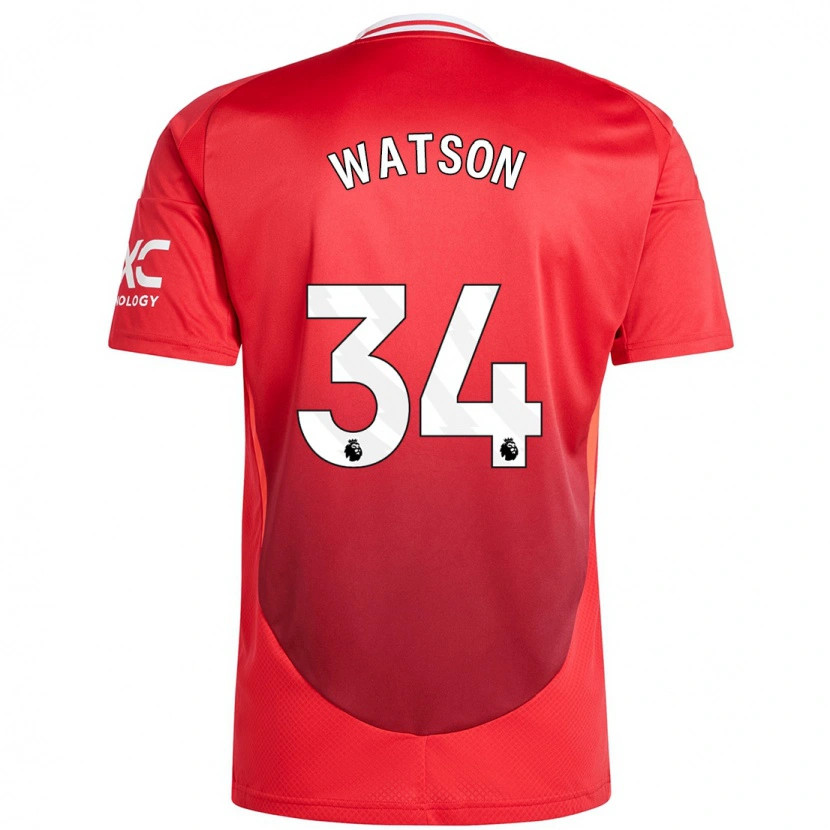 Danxen Uomo Maglia Emma Watson #34 Rosso Brillante Kit Gara Home 2024/25 Maglietta