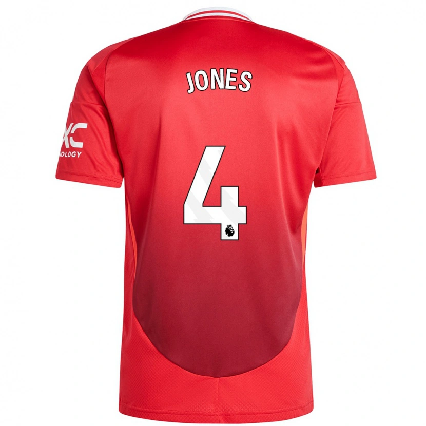 Danxen Uomo Maglia Phil Jones #4 Rosso Brillante Kit Gara Home 2024/25 Maglietta
