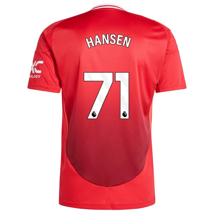 Danxen Uomo Maglia Isak Hansen-Aaroen #71 Rosso Brillante Kit Gara Home 2024/25 Maglietta