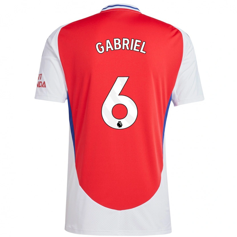 Danxen Uomo Maglia Gabriel Magalhães #6 Rosso Bianco Kit Gara Home 2024/25 Maglietta