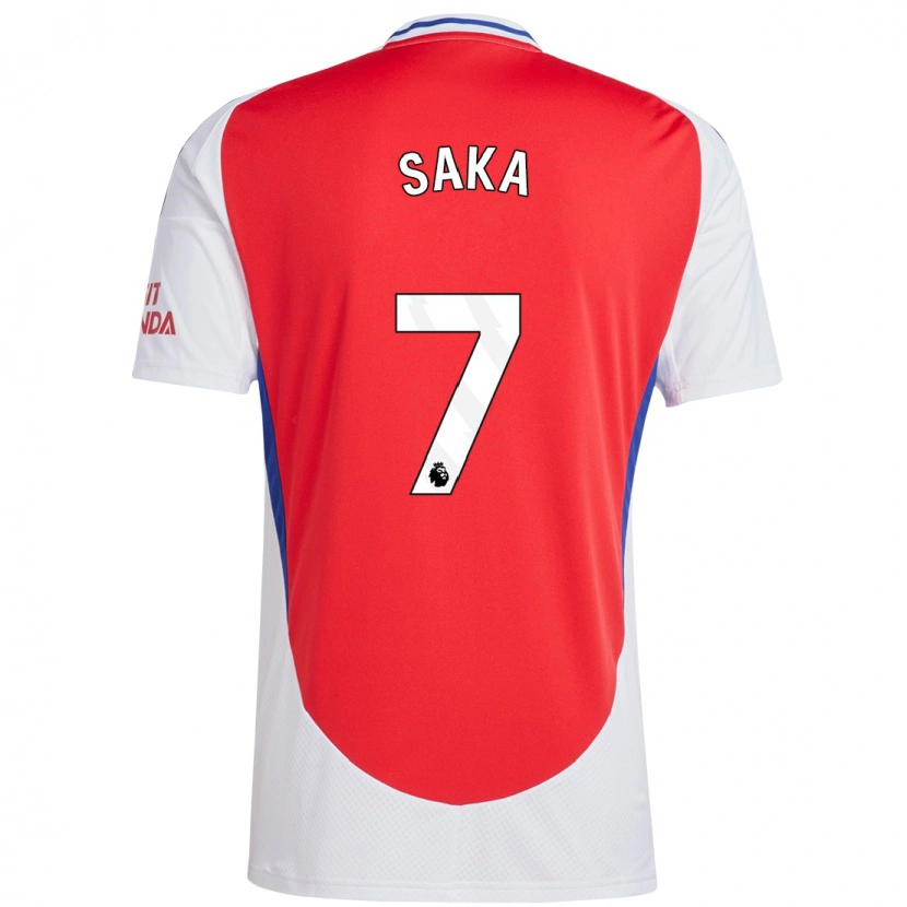 Danxen Uomo Maglia Bukayo Saka #7 Rosso Bianco Kit Gara Home 2024/25 Maglietta
