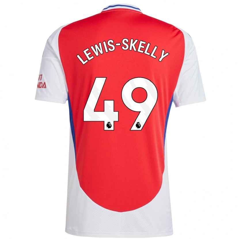 Danxen Uomo Maglia Myles Lewis-Skelly #49 Rosso Bianco Kit Gara Home 2024/25 Maglietta