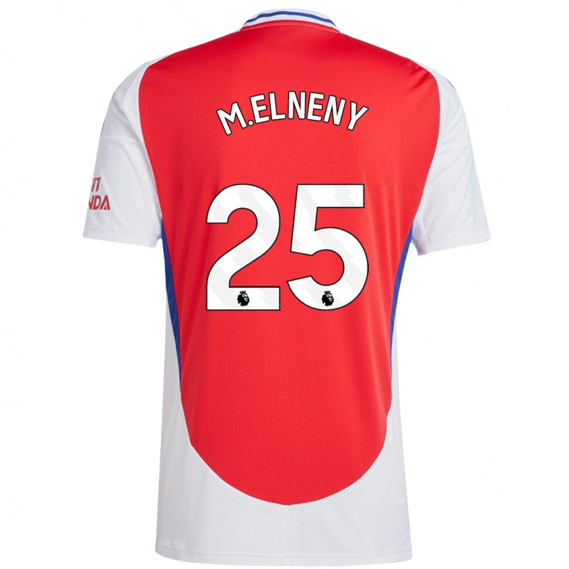 Danxen Uomo Maglia Mohamed Elneny #25 Rosso Bianco Kit Gara Home 2024/25 Maglietta