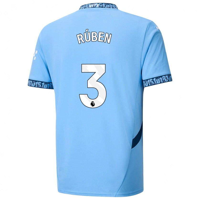 Danxen Uomo Maglia Rúben Dias #3 Blu Navy Kit Gara Home 2024/25 Maglietta