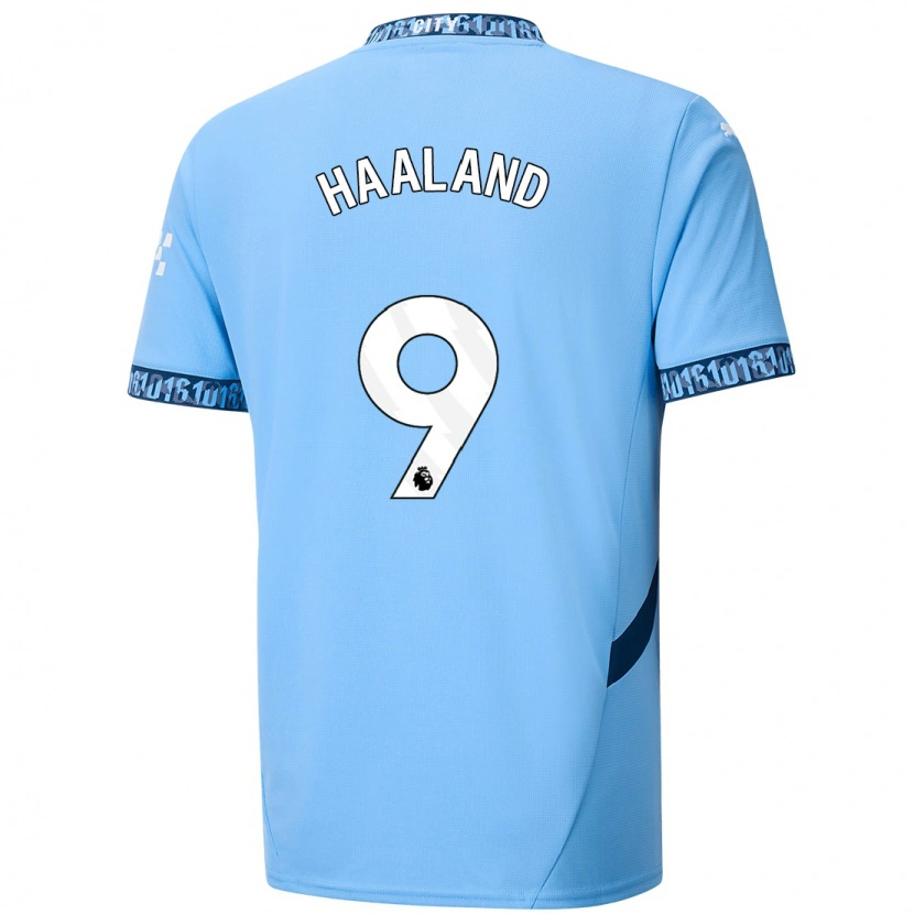 Danxen Uomo Maglia Erling Haaland #9 Blu Navy Kit Gara Home 2024/25 Maglietta