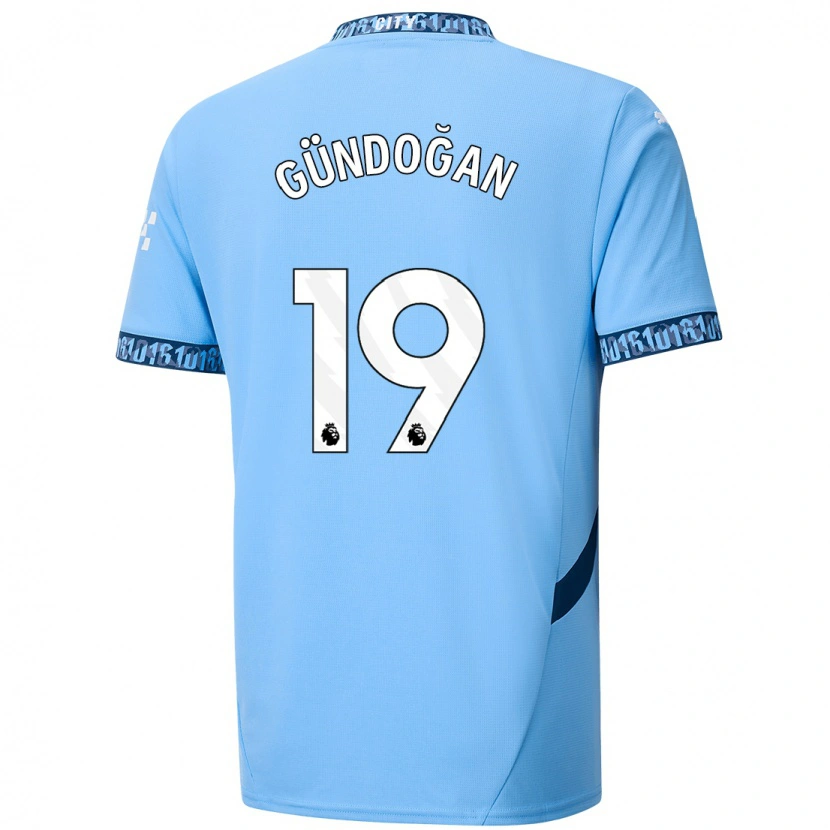 Danxen Uomo Maglia İlkay Gündoğan #19 Blu Navy Kit Gara Home 2024/25 Maglietta