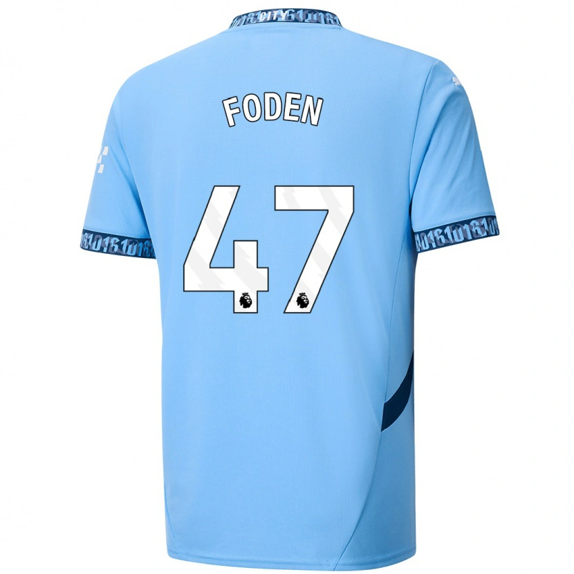Danxen Uomo Maglia Phil Foden #47 Blu Navy Kit Gara Home 2024/25 Maglietta