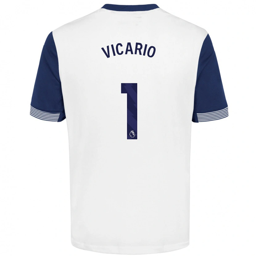 Danxen Uomo Maglia Guglielmo Vicario #1 Bianco Blu Kit Gara Home 2024/25 Maglietta