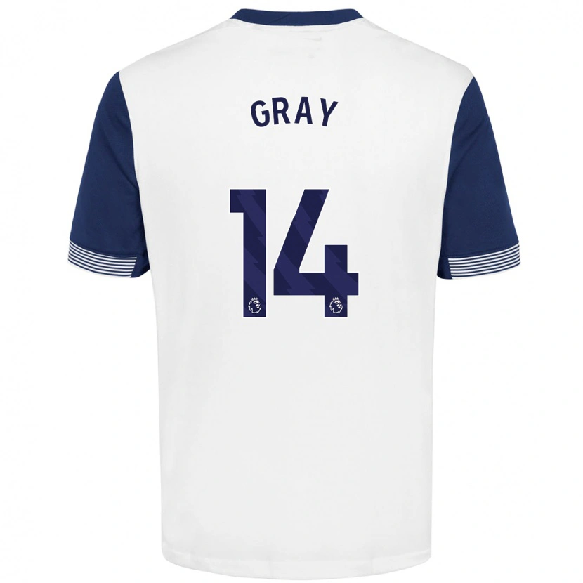 Danxen Uomo Maglia Archie Gray #14 Bianco Blu Kit Gara Home 2024/25 Maglietta