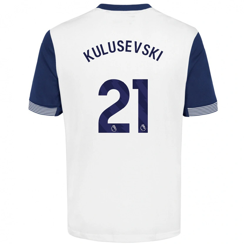 Danxen Uomo Maglia Dejan Kulusevski #21 Bianco Blu Kit Gara Home 2024/25 Maglietta