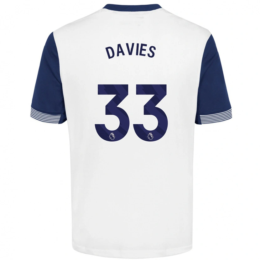 Danxen Uomo Maglia Ben Davies #33 Bianco Blu Kit Gara Home 2024/25 Maglietta