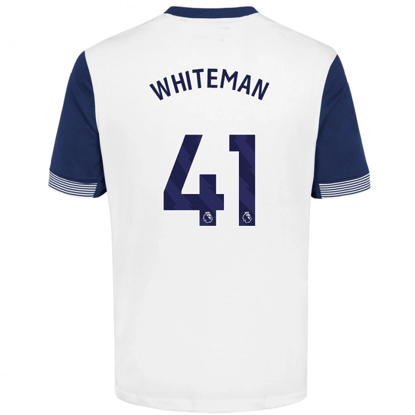 Danxen Uomo Maglia Alfie Whiteman #41 Bianco Blu Kit Gara Home 2024/25 Maglietta