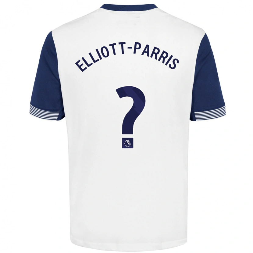 Danxen Uomo Maglia Reiss Elliott-Parris #0 Bianco Blu Kit Gara Home 2024/25 Maglietta