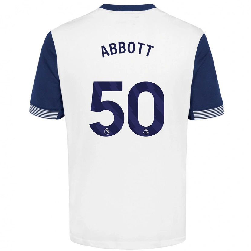 Danxen Uomo Maglia George Abbott #50 Bianco Blu Kit Gara Home 2024/25 Maglietta