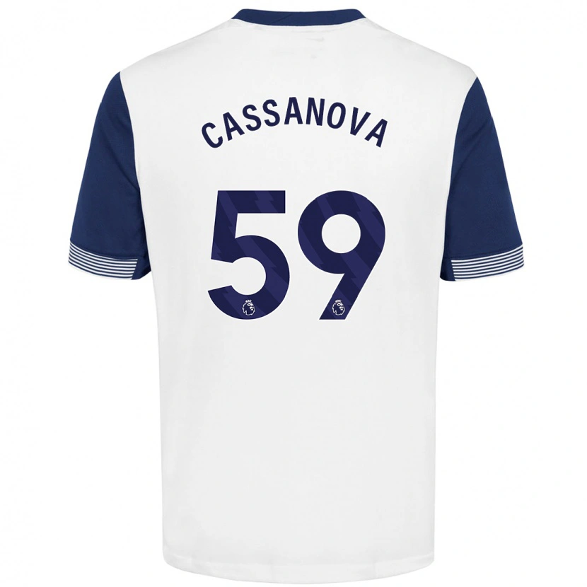 Danxen Uomo Maglia Dante Cassanova #59 Bianco Blu Kit Gara Home 2024/25 Maglietta