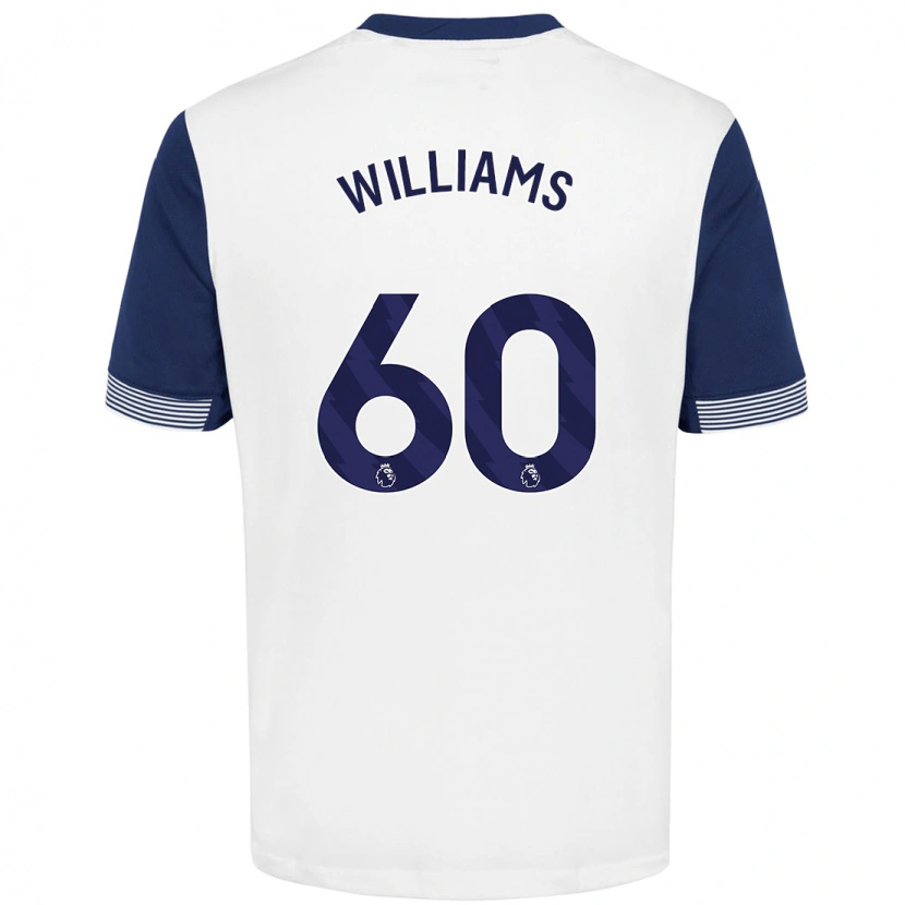 Danxen Uomo Maglia Jaden Williams #60 Bianco Blu Kit Gara Home 2024/25 Maglietta