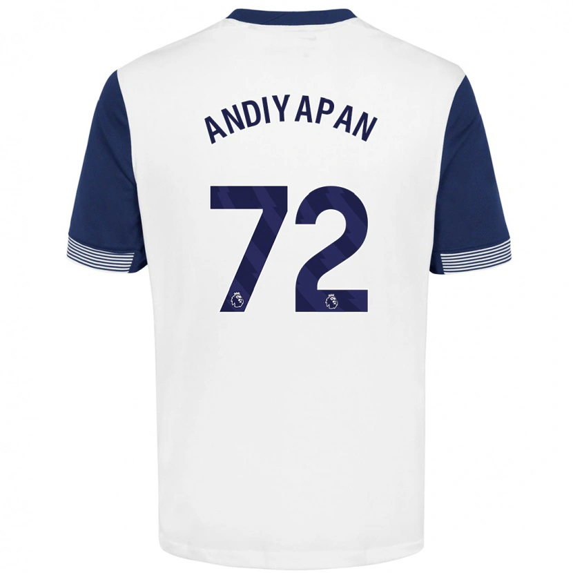 Danxen Uomo Maglia William Andiyapan #72 Bianco Blu Kit Gara Home 2024/25 Maglietta