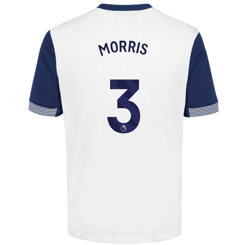 Danxen Uomo Maglia Ella Morris #3 Bianco Blu Kit Gara Home 2024/25 Maglietta