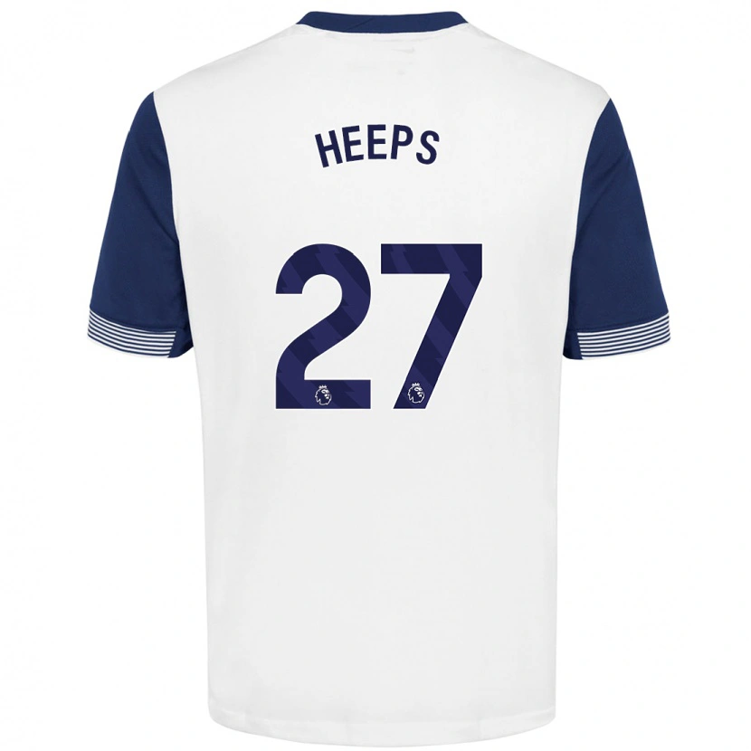 Danxen Uomo Maglia Eleanor Heeps #27 Bianco Blu Kit Gara Home 2024/25 Maglietta