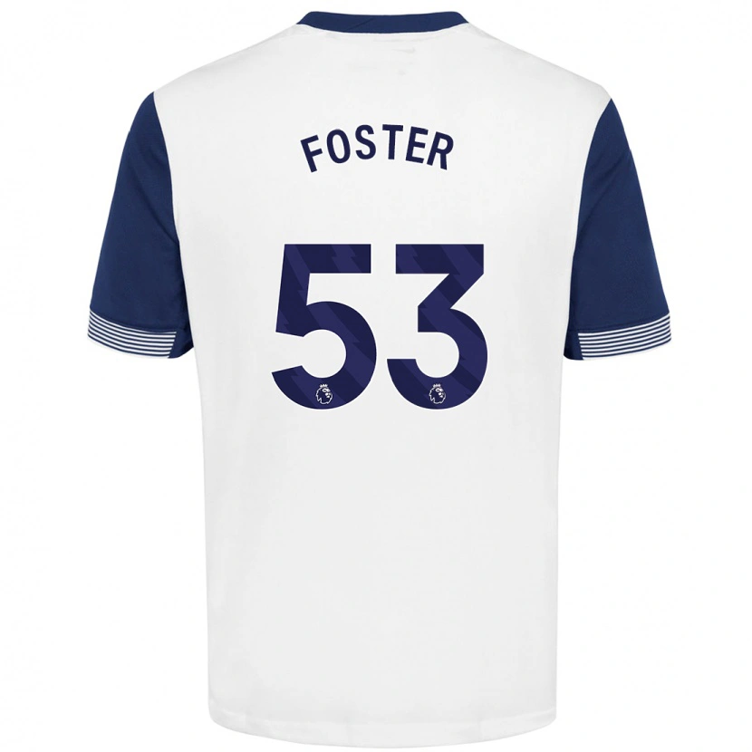 Danxen Uomo Maglia Brooklyn Lyons-Foster #53 Bianco Blu Kit Gara Home 2024/25 Maglietta