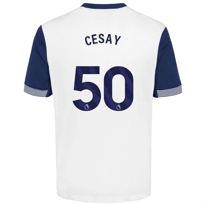 Danxen Uomo Maglia Kallum Cesay #50 Bianco Blu Kit Gara Home 2024/25 Maglietta
