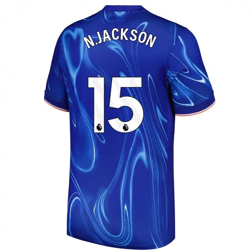 Danxen Uomo Maglia Nicolas Jackson #15 Blu Bianco Kit Gara Home 2024/25 Maglietta