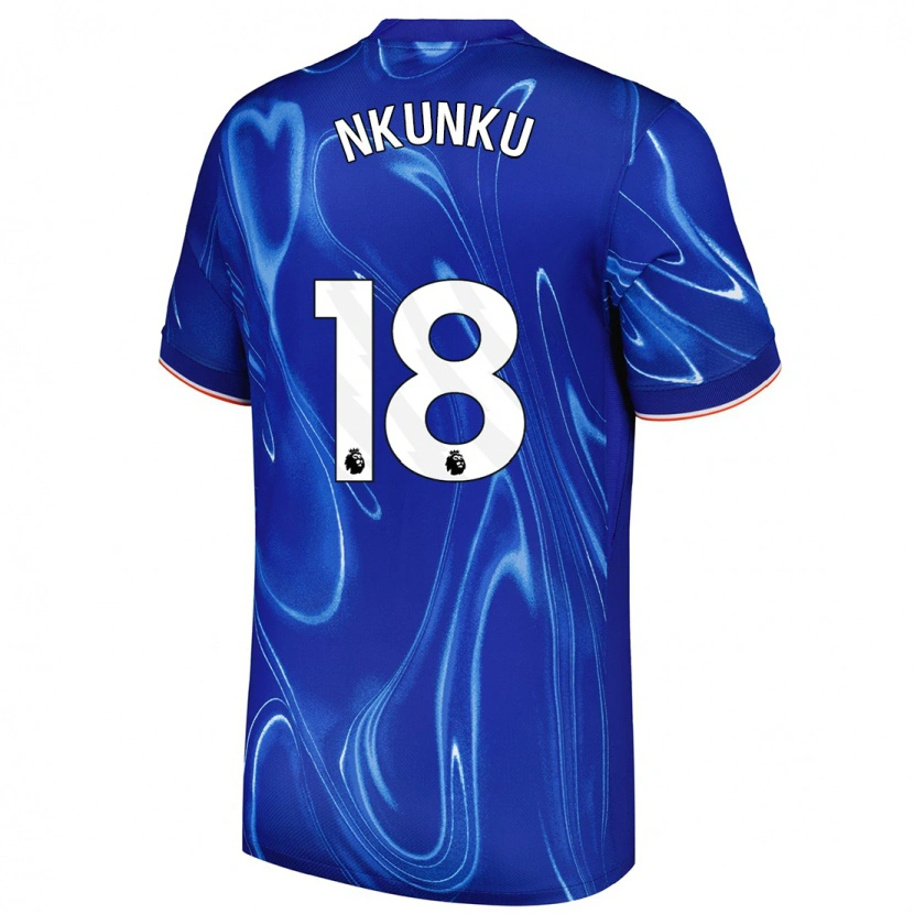 Danxen Uomo Maglia Christopher Nkunku #18 Blu Bianco Kit Gara Home 2024/25 Maglietta