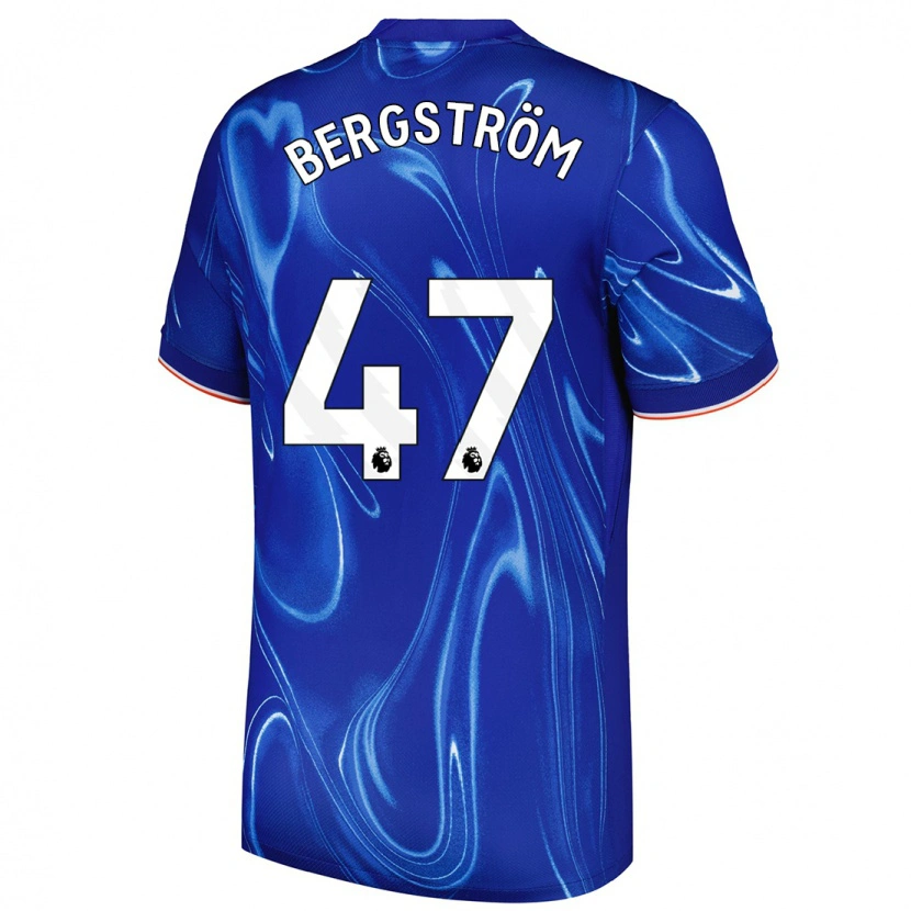 Danxen Uomo Maglia Lucas Bergström #47 Blu Bianco Kit Gara Home 2024/25 Maglietta