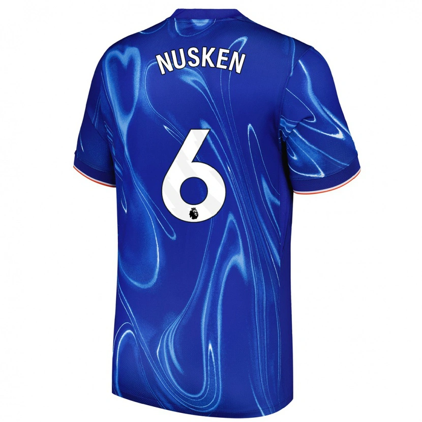 Danxen Uomo Maglia Sjoeke Nüsken #6 Blu Bianco Kit Gara Home 2024/25 Maglietta