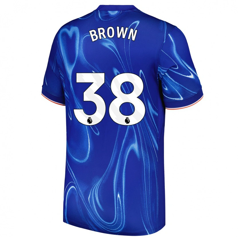 Danxen Uomo Maglia Cerys Brown #38 Blu Bianco Kit Gara Home 2024/25 Maglietta