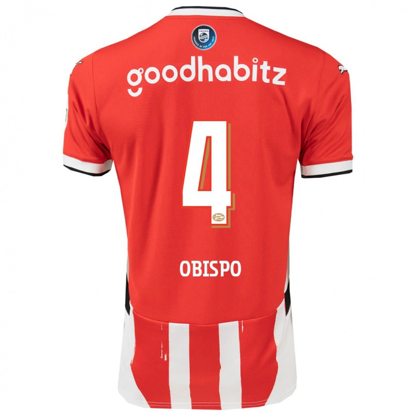 Danxen Uomo Maglia Armando Obispo #4 Rosso Bianco Kit Gara Home 2024/25 Maglietta