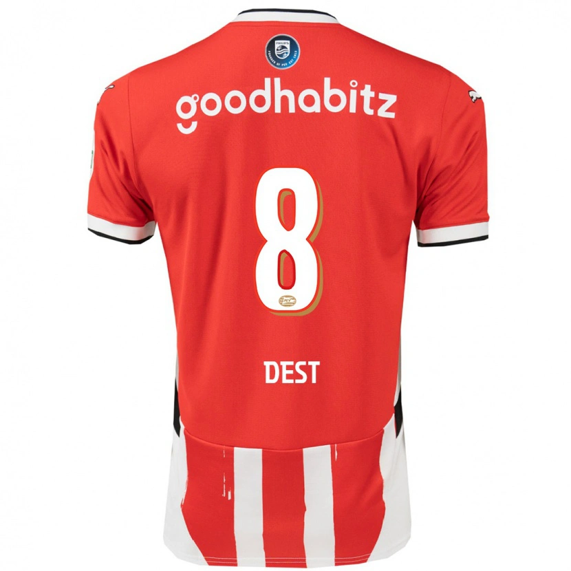 Danxen Uomo Maglia Sergiño Dest #8 Rosso Bianco Kit Gara Home 2024/25 Maglietta