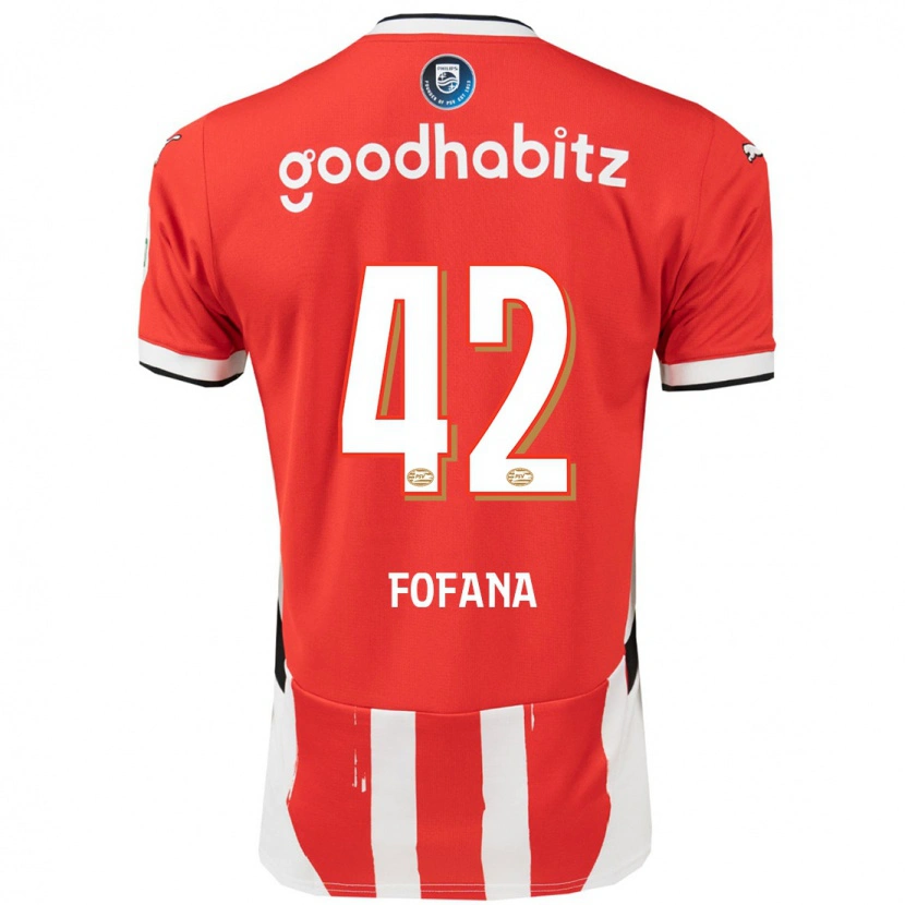 Danxen Uomo Maglia Fodé Fofana #42 Rosso Bianco Kit Gara Home 2024/25 Maglietta