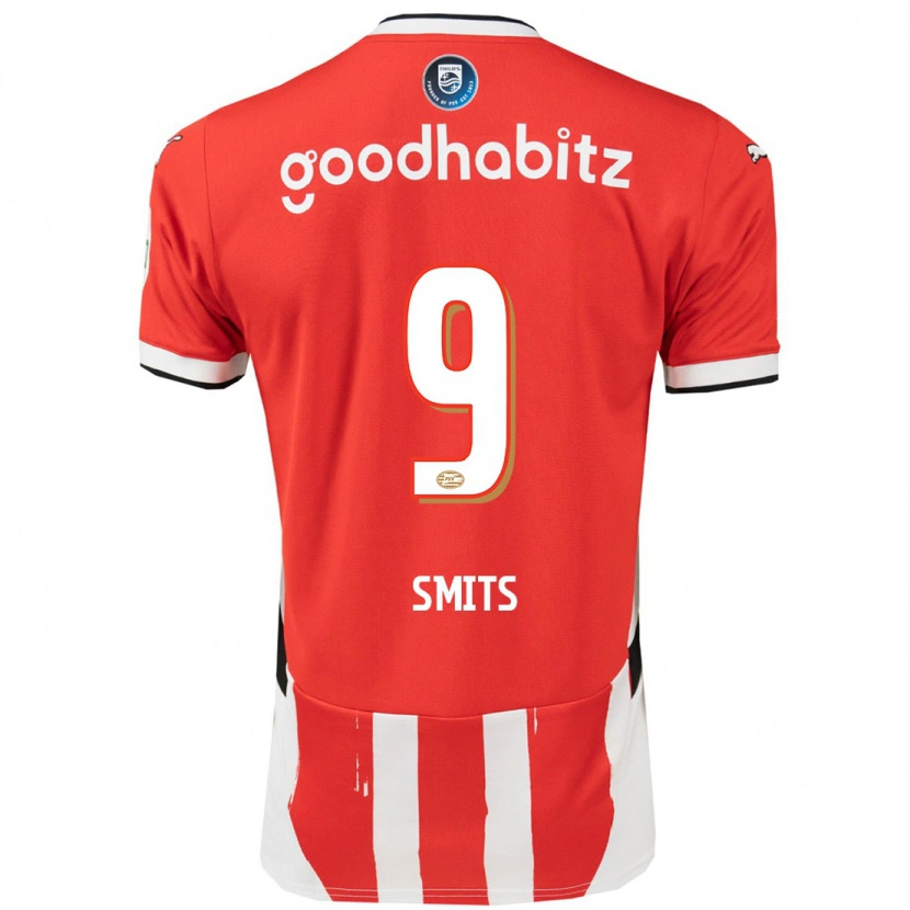 Danxen Uomo Maglia Joëlle Smits #9 Rosso Bianco Kit Gara Home 2024/25 Maglietta
