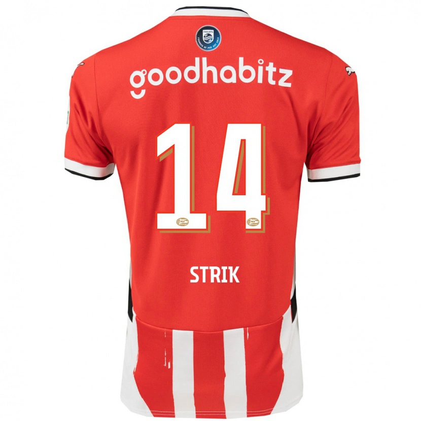 Danxen Uomo Maglia Laura Strik #14 Rosso Bianco Kit Gara Home 2024/25 Maglietta