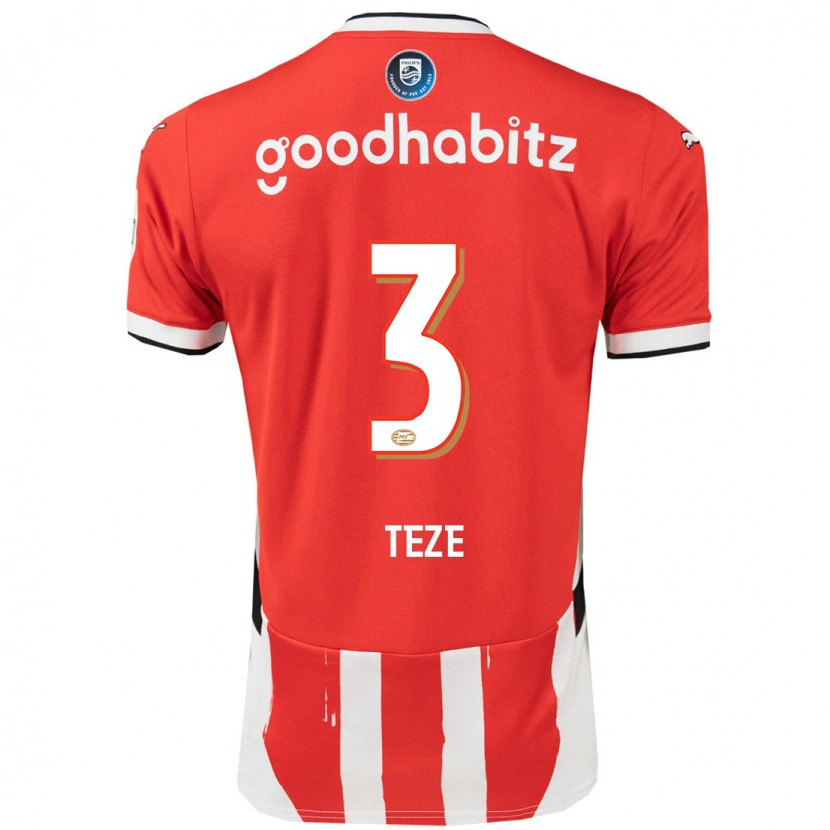 Danxen Uomo Maglia Jordan Teze #3 Rosso Bianco Kit Gara Home 2024/25 Maglietta