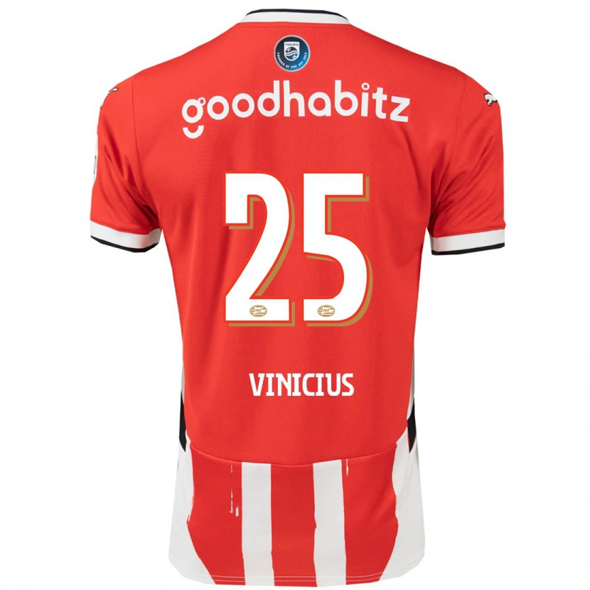 Danxen Uomo Maglia Carlos Vinicius #25 Rosso Bianco Kit Gara Home 2024/25 Maglietta