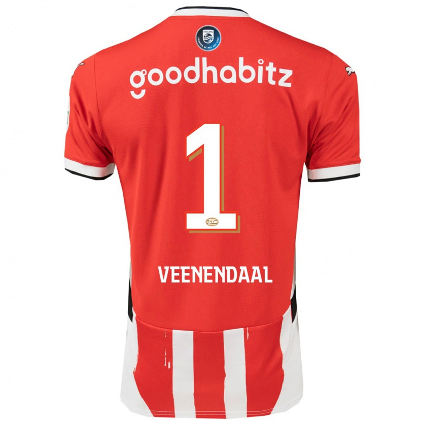 Danxen Uomo Maglia Sari Van Veenendaal #1 Rosso Bianco Kit Gara Home 2024/25 Maglietta