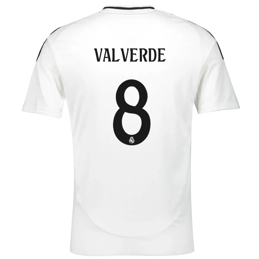 Danxen Uomo Maglia Federico Valverde #8 Bianco Kit Gara Home 2024/25 Maglietta