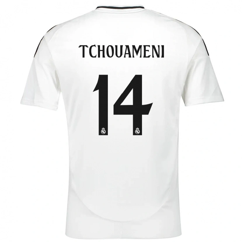 Danxen Uomo Maglia Aurélien Tchouaméni #14 Bianco Kit Gara Home 2024/25 Maglietta
