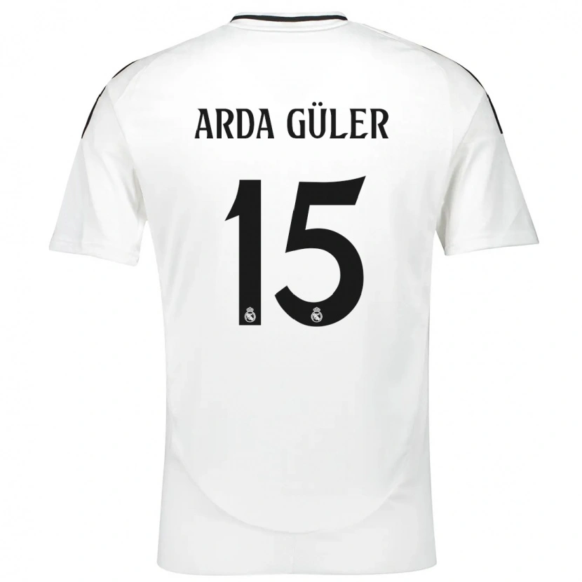 Danxen Uomo Maglia Arda Güler #15 Bianco Kit Gara Home 2024/25 Maglietta