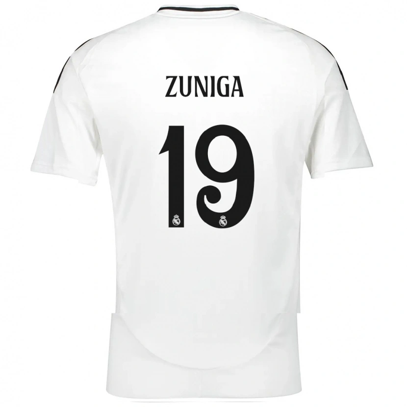 Danxen Uomo Maglia Loren Zúñiga #19 Bianco Kit Gara Home 2024/25 Maglietta